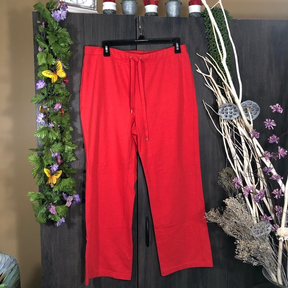 /🌸5/$25🌸Vintage Cotton Red Bootcut Drawstring Sweatpants Size Large - Picture 3 of 14